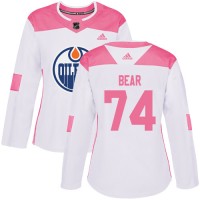 Adidas Edmonton Oilers #74 Ethan Bear White/Pink Authentic Fashion Women's Stitched NHL Jersey