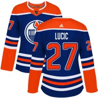 Adidas Edmonton Oilers #27 Milan Lucic Royal Alternate Authentic Women's Stitched NHL Jersey