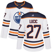 Adidas Edmonton Oilers #27 Milan Lucic White Road Authentic Women's Stitched NHL Jersey