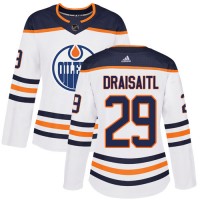 Adidas Edmonton Oilers #29 Leon Draisaitl White Road Authentic Women's Stitched NHL Jersey