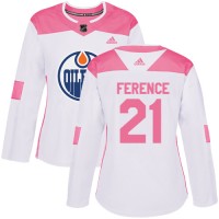 Adidas Edmonton Oilers #21 Andrew Ference White/Pink Authentic Fashion Women's Stitched NHL Jersey