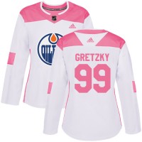Adidas Edmonton Oilers #99 Wayne Gretzky White/Pink Authentic Fashion Women's Stitched NHL Jersey