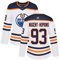Adidas Edmonton Oilers #93 Ryan Nugent-Hopkins White Road Authentic Women's Stitched NHL Jersey
