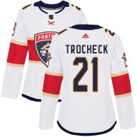 Adidas Florida Panthers #21 Vincent Trocheck White Road Authentic Women's Stitched NHL Jersey