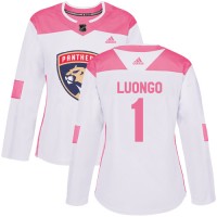 Adidas Florida Panthers #1 Roberto Luongo White/Pink Authentic Fashion Women's Stitched NHL Jersey