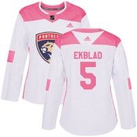 Adidas Florida Panthers #5 Aaron Ekblad White/Pink Authentic Fashion Women's Stitched NHL Jersey