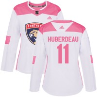 Adidas Florida Panthers #11 Jonathan Huberdeau White/Pink Authentic Fashion Women's Stitched NHL Jersey