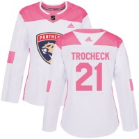 Adidas Florida Panthers #21 Vincent Trocheck White/Pink Authentic Fashion Women's Stitched NHL Jersey