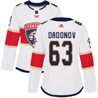 Adidas Florida Panthers #63 Evgenii Dadonov White Road Authentic Women's Stitched NHL Jersey