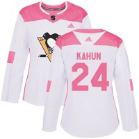 Adidas Pittsburgh Penguins #24 Dominik Kahun White/Pink Authentic Fashion Women's Stitched NHL Jersey
