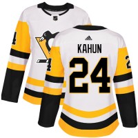 Adidas Pittsburgh Penguins #24 Dominik Kahun White Road Authentic Women's Stitched NHL Jersey