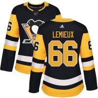 Adidas Pittsburgh Penguins #66 Mario Lemieux Black Home Authentic Women's Stitched NHL Jersey