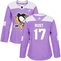 Adidas Pittsburgh Penguins #17 Bryan Rust Purple Authentic Fights Cancer Women's Stitched NHL Jersey