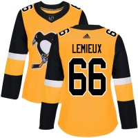 Adidas Pittsburgh Penguins #66 Mario Lemieux Gold Alternate Authentic Women's Stitched NHL Jersey
