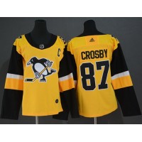 Adidas Pittsburgh Penguins #87 Sidney Crosby Gold Alternate Authentic Women's Stitched NHL Jersey