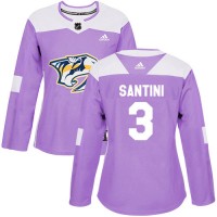 Adidas Nashville Predators #3 Steven Santini Purple Authentic Fights Cancer Women's Stitched NHL Jersey