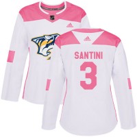 Adidas Nashville Predators #3 Steven Santini White/Pink Authentic Fashion Women's Stitched NHL Jersey