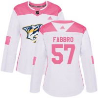 Adidas Nashville Predators #57 Dante Fabbro White/Pink Authentic Fashion Women's Stitched NHL Jersey