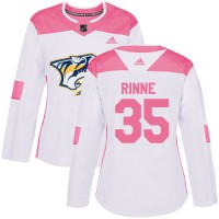 Adidas Nashville Predators #35 Pekka Rinne White/Pink Authentic Fashion Women's Stitched NHL Jersey