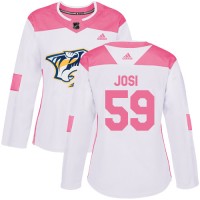 Adidas Nashville Predators #59 Roman Josi White/Pink Authentic Fashion Women's Stitched NHL Jersey