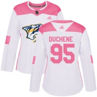 Adidas Nashville Predators #95 Matt Duchene White/Pink Authentic Fashion Women's Stitched NHL Jersey