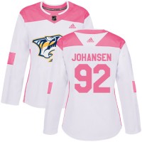 Adidas Nashville Predators #92 Ryan Johansen White/Pink Authentic Fashion Women's Stitched NHL Jersey