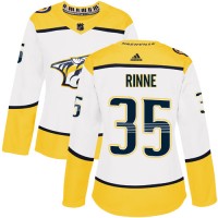 Adidas Nashville Predators #35 Pekka Rinne White Road Authentic Women's Stitched NHL Jersey