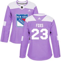 Adidas New York Rangers #23 Adam Foxs Purple Authentic Fights Cancer Women's Stitched NHL Jersey