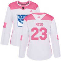 Adidas New York Rangers #23 Adam Foxs White/Pink Authentic Fashion Women's Stitched NHL Jersey