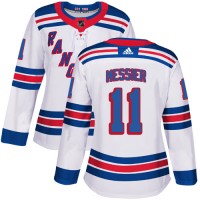 Adidas New York Rangers #11 Mark Messier White Road Authentic Women's Stitched NHL Jersey