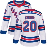 Adidas New York Rangers #20 Chris Kreider White Road Authentic Women's Stitched NHL Jersey