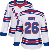 Adidas New York Rangers #26 Jimmy Vesey White Road Authentic Women's Stitched NHL Jersey
