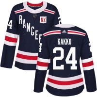 Adidas New York Rangers #24 Kaapo Kakko Navy Blue Authentic 2018 Winter Classic Women's Stitched NHL Jersey