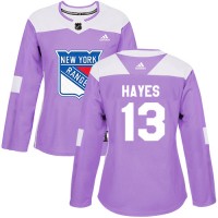Adidas New York Rangers #13 Kevin Hayes Purple Authentic Fights Cancer Women's Stitched NHL Jersey