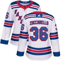 Adidas New York Rangers #36 Mats Zuccarello White Road Authentic Women's Stitched NHL Jersey