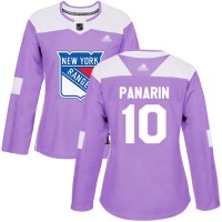 Adidas New York Rangers #10 Artemi Panarin Purple Authentic Fights Cancer Women's Stitched NHL Jersey