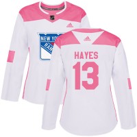Adidas New York Rangers #13 Kevin Hayes White/Pink Authentic Fashion Women's Stitched NHL Jersey