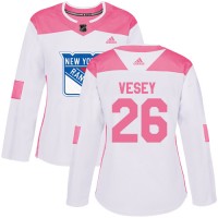 Adidas New York Rangers #26 Jimmy Vesey White/Pink Authentic Fashion Women's Stitched NHL Jersey