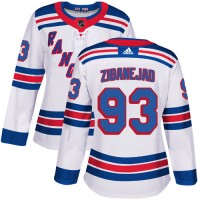 Adidas New York Rangers #93 Mika Zibanejad White Road Authentic Women's Stitched NHL Jersey