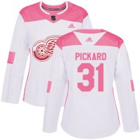 Adidas Detroit Red Wings #31 Calvin Pickard White/Pink Authentic Fashion Women's Stitched NHL Jersey
