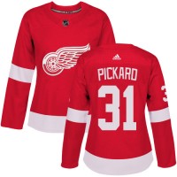 Adidas Detroit Red Wings #31 Calvin Pickard Red Home Authentic Women's Stitched NHL Jersey