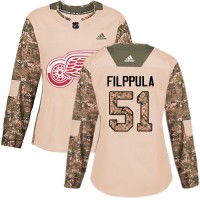 Adidas Detroit Red Wings #51 Valtteri Filppula Camo Authentic 2017 Veterans Day Women's Stitched NHL Jersey