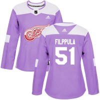Adidas Detroit Red Wings #51 Valtteri Filppula Purple Authentic Fights Cancer Women's Stitched NHL Jersey