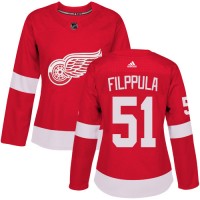 Adidas Detroit Red Wings #51 Valtteri Filppula Red Home Authentic Women's Stitched NHL Jersey