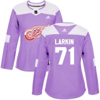 Adidas Detroit Red Wings #71 Dylan Larkin Purple Authentic Fights Cancer Women's Stitched NHL Jersey