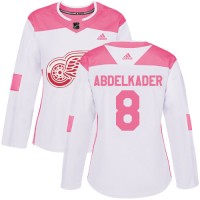 Adidas Detroit Red Wings #8 Justin Abdelkader White/Pink Authentic Fashion Women's Stitched NHL Jersey