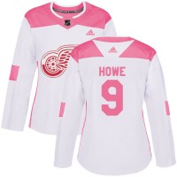 Adidas Detroit Red Wings #9 Gordie Howe White/Pink Authentic Fashion Women's Stitched NHL Jersey