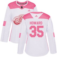 Adidas Detroit Red Wings #35 Jimmy Howard White/Pink Authentic Fashion Women's Stitched NHL Jersey