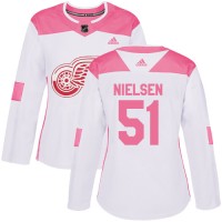 Adidas Detroit Red Wings #51 Frans Nielsen White/Pink Authentic Fashion Women's Stitched NHL Jersey