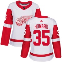 Adidas Detroit Red Wings #35 Jimmy Howard White Road Authentic Women's Stitched NHL Jersey